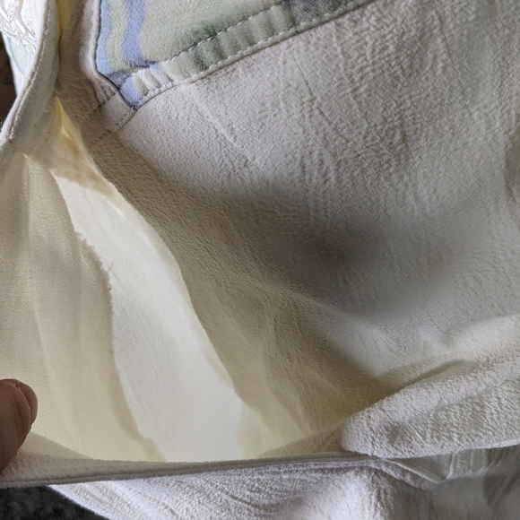 Vintage white green lace panel collared wrap style romper XS - Picture 7 of 13